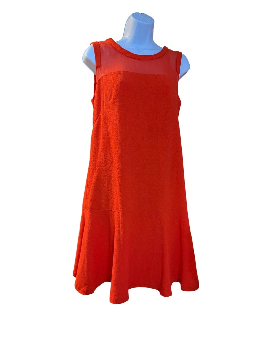 Vince Camuto Sleeveless Orange Dress with Sheer Panel